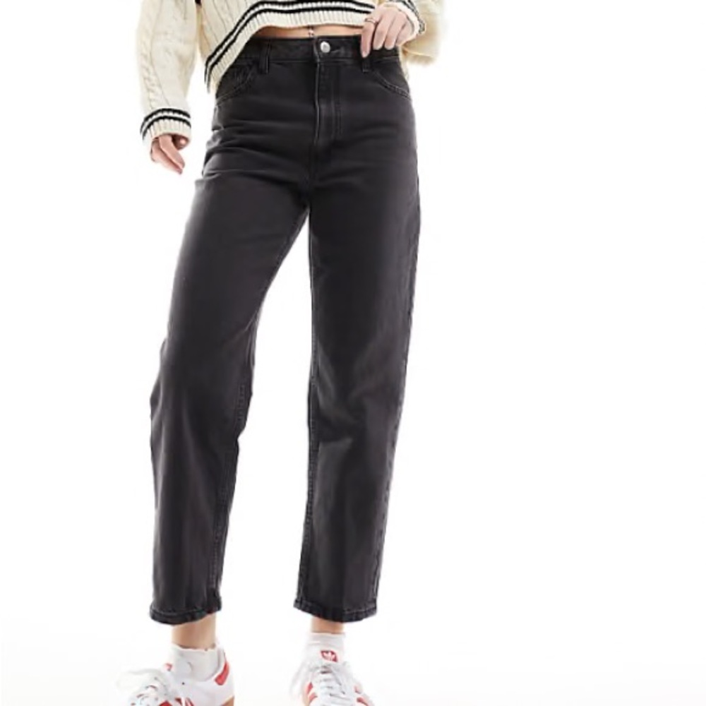 Mango Black High-Rise Mom Straight Leg Jeans - Women's